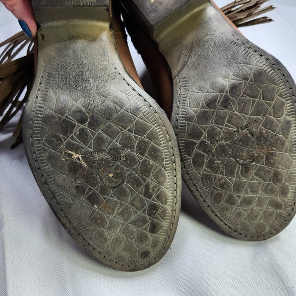 Circle G Size US 7.5 M Womens Leather Round Toe Side Fringe Shortie Boots Tan - Picture 10 of 13